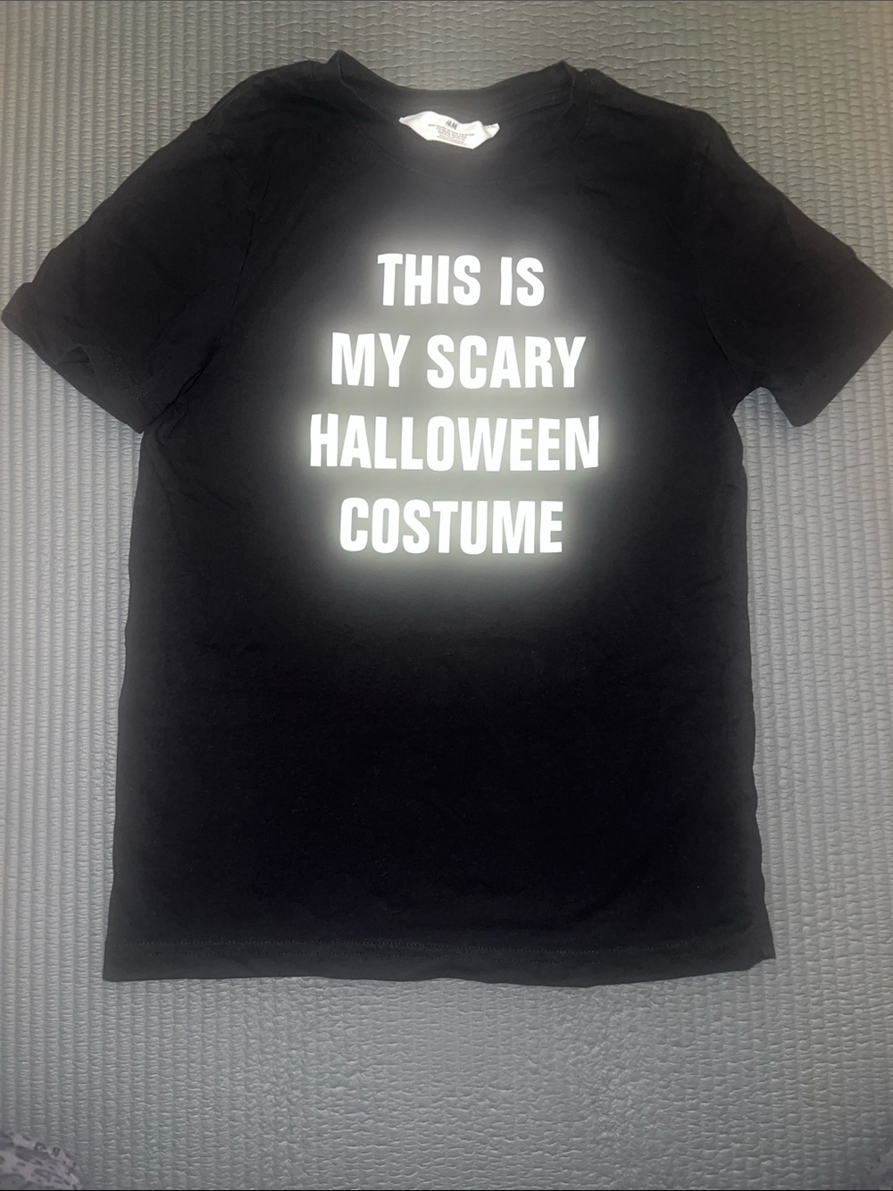 H&M Black Tee with White Halloween Slogan
